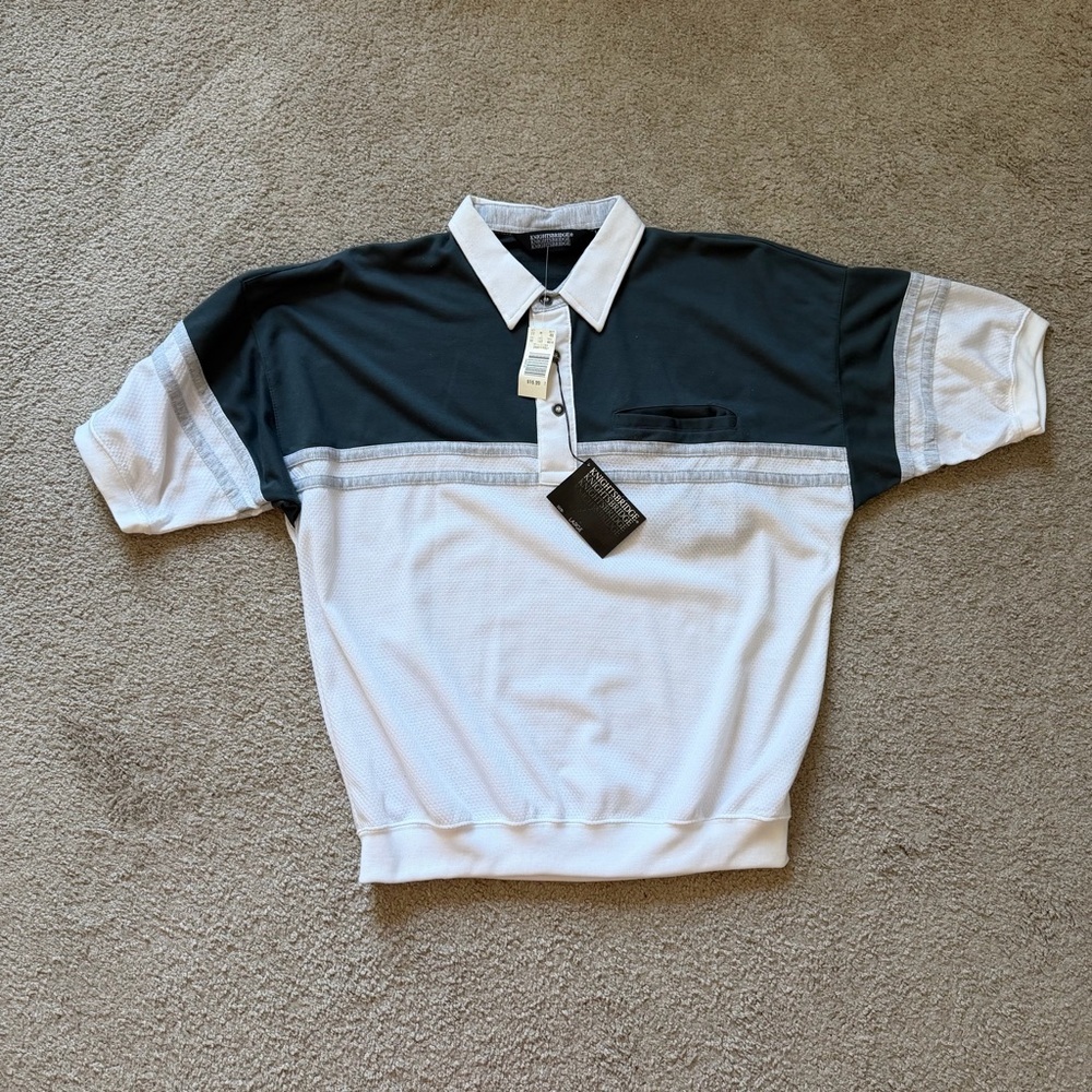 NWT ~ Knightsbridge ~ Green and White Colorblock Polo ~ Golf ~ Summer ~ Size L